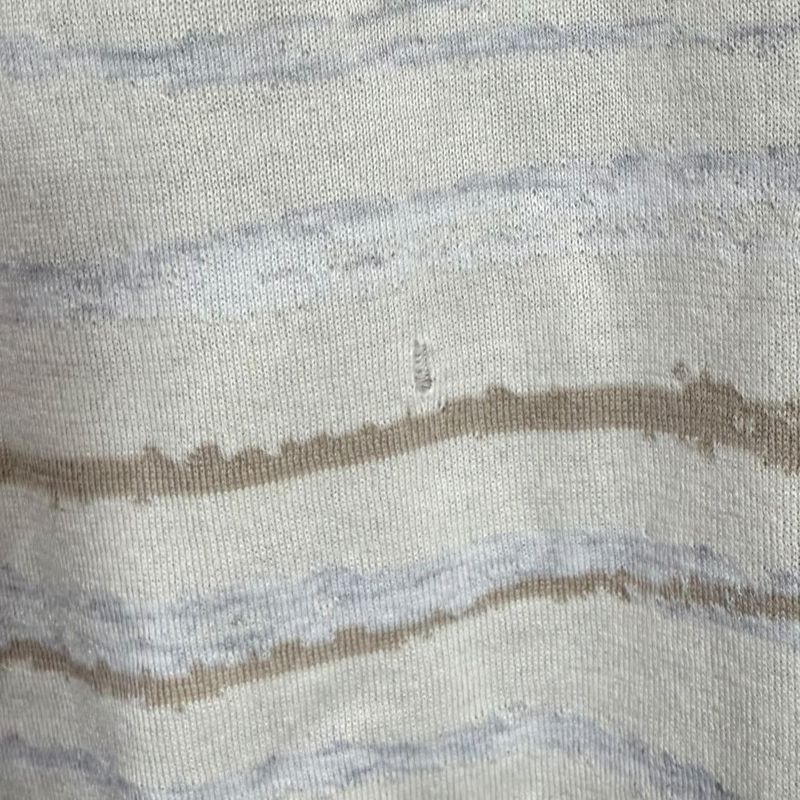 Good Hermes Striped Short Sleeve Knit Cut And Sewn Sweater XL Beige Ivory Men's