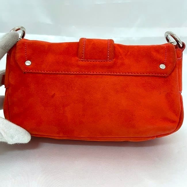 Prada Semi Shoulder Bag Orange Suede