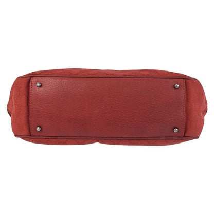 Gucci Red GG Canvas/leather 113011 Tote Shoulder Bag Women 5048565