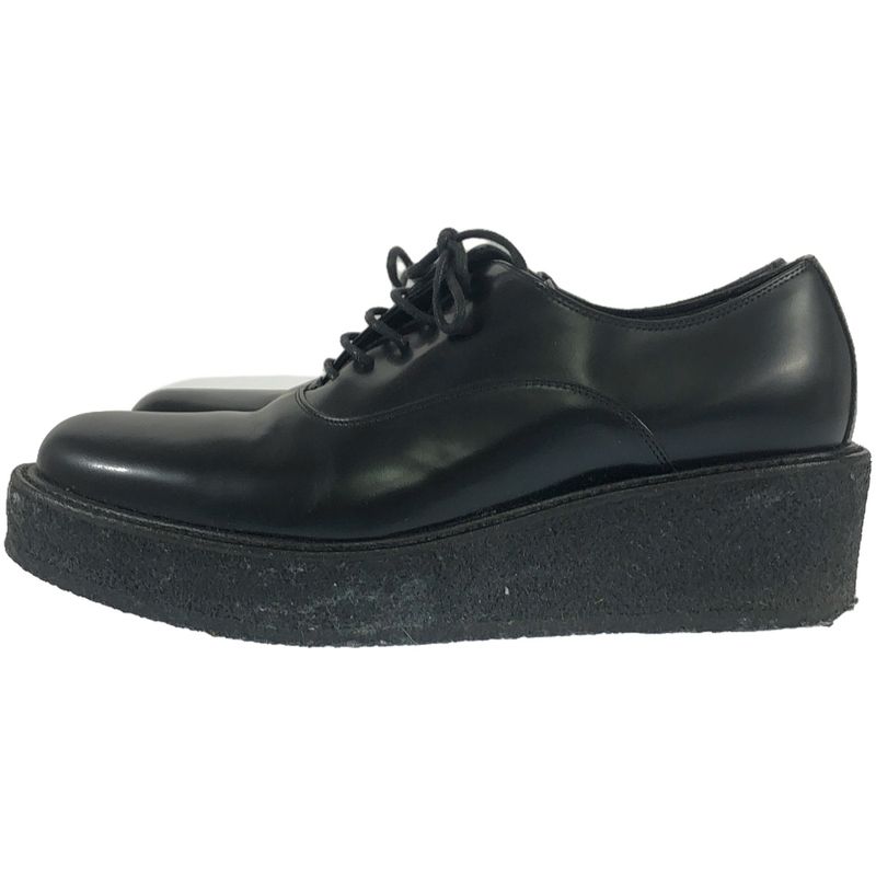 Celine Cles Peep Sole Leather Oxford Shoes Black 38