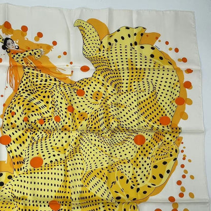 Hermes Carre 90 Silk Scarf HOLA Flamenca Ola Flamenca White
