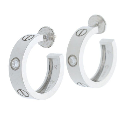 Cartier Love 18K White Gold 1 Diamond Earrings Men's
