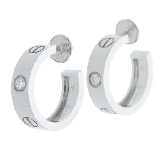 Cartier Love 18K White Gold 1 Diamond Earrings Men's