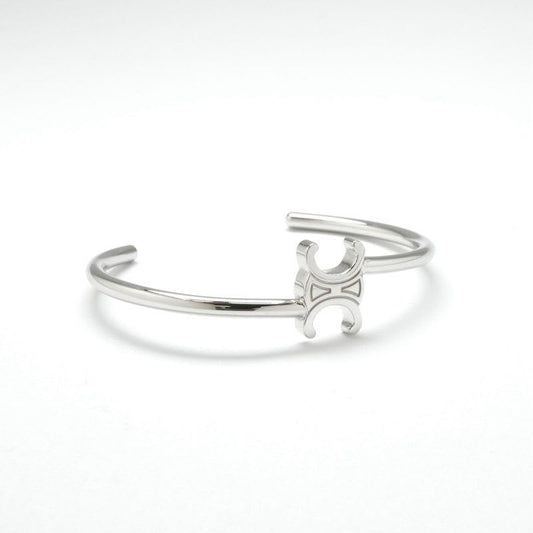 Celine Bracelet Bangle Cuff Silver Triomphe Asymmetric