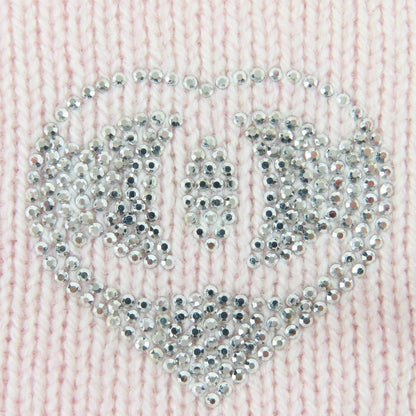Chanel Cashmere CC Logo Heart Rhinestone Knit Cap Pink — view 9