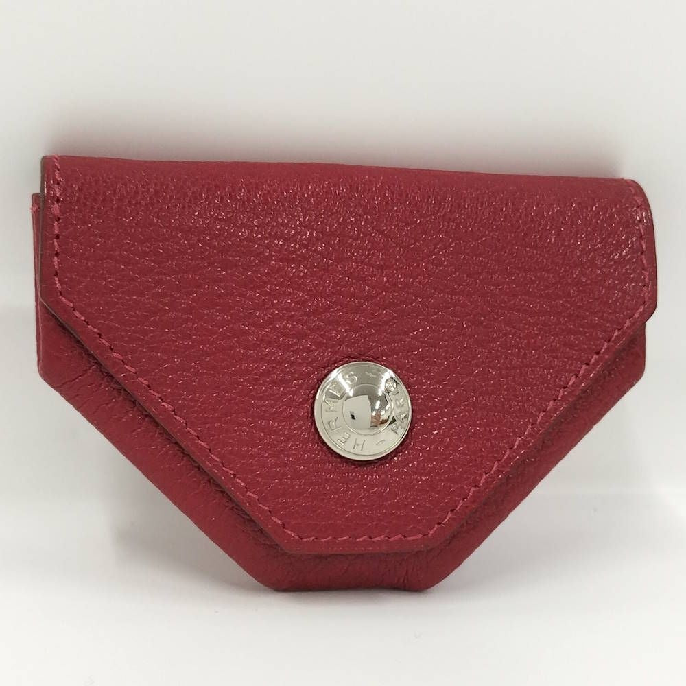 Hermes Levain Quatre Coin Purse Leather Red