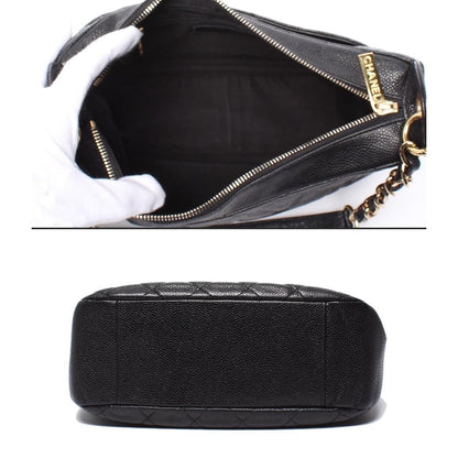 Chanel Chain Shoulder Bag Gold Caviar Leather Quilted — view 3