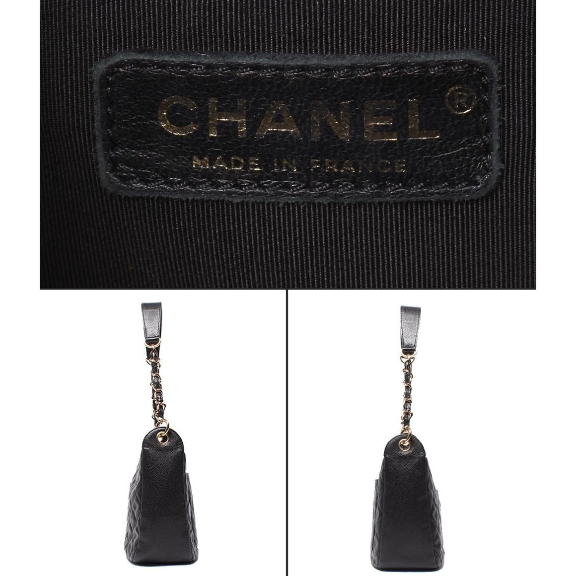 Chanel Chain Shoulder Bag Gold Caviar Leather Quilted — view 4