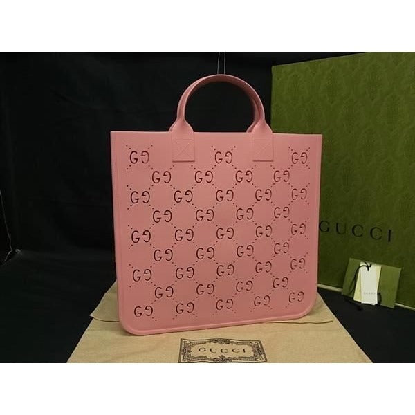 Gucci Childrens GG Pattern Rubber Tote Handbag Pinkish