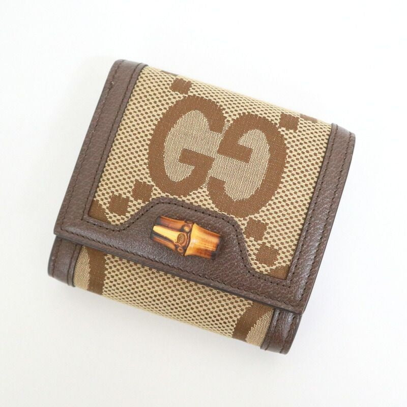 Gucci Diana Compact Wallet GG Canvas Beige Brown