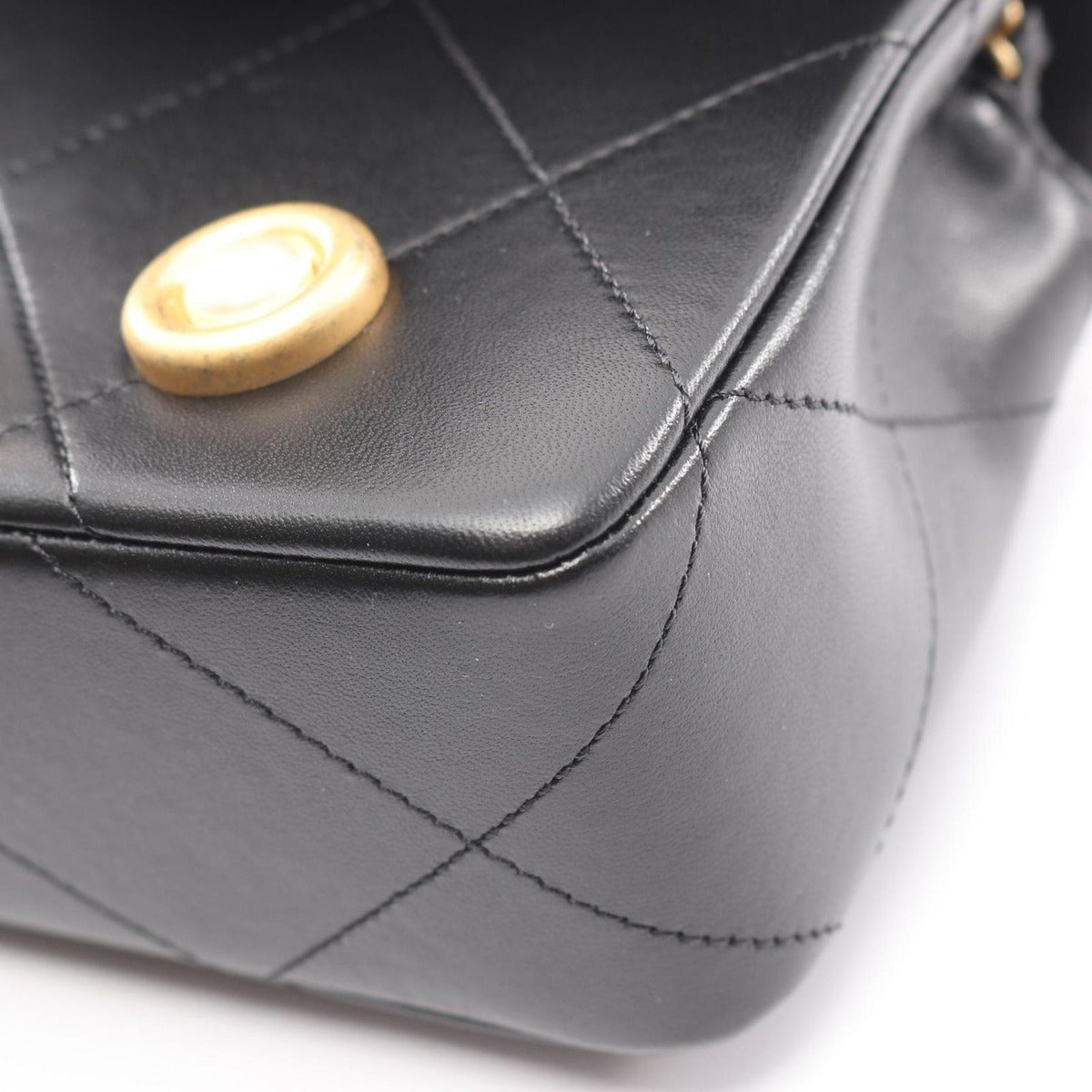 Chanel Shoulder Bag Quilted Icon Black Gold Lambskin Charm — view 7
