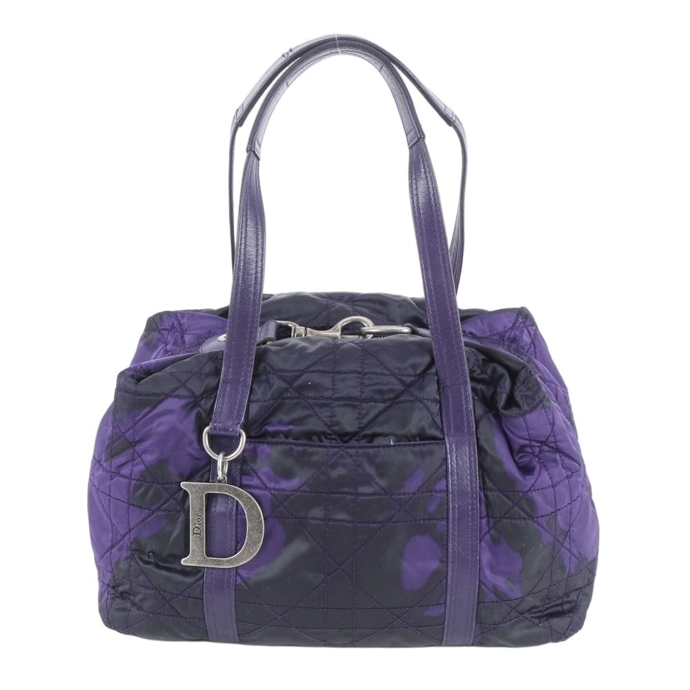 Dior Cannage Leather Tote Shoulder Hand Silver