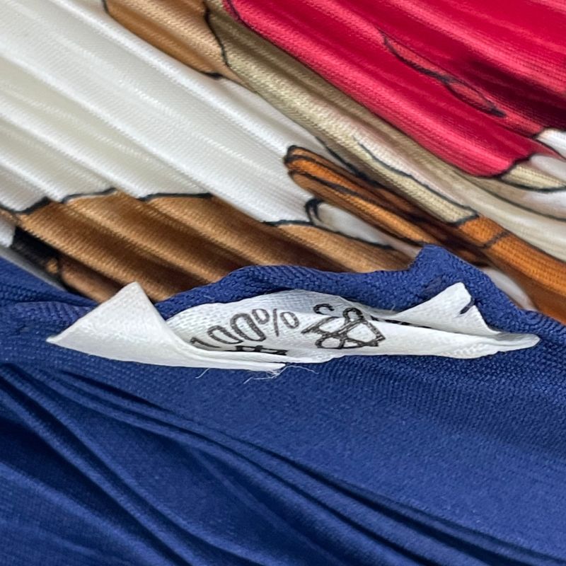 Hermes Scarf Pleated Silk Jumping Horse Riding Horse Navy And Red With Box