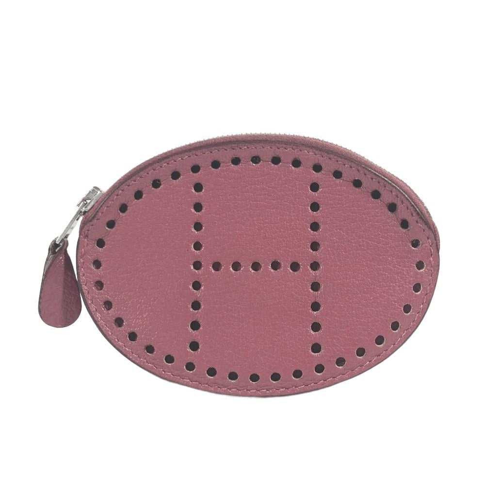 Hermes Coin Case Evelyne H Logo Leather Purple