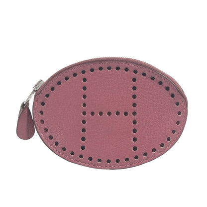 Hermes Coin Case Evelyne H Logo Leather Purple