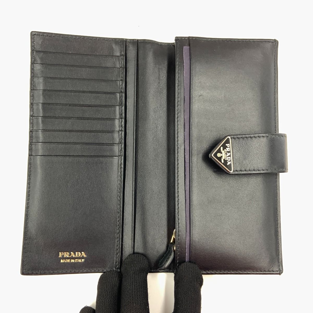 Prada Saffiano Triangle Logo Long Wallet 1mv025 Black