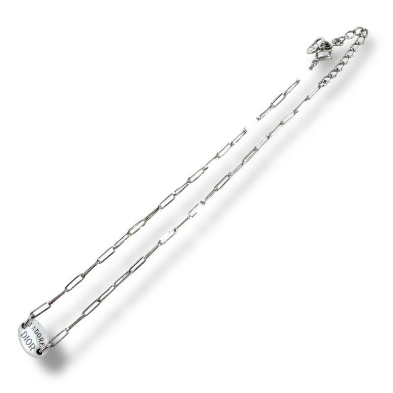 Christian DIOR J'adore E-mail Me Plate Necklace White Silver Color Accessories