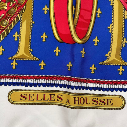 Hermes Scarf Silk Carre 90 Selles a Housse Cover Seat White Blue — view 6