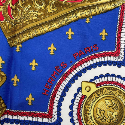 Hermes Scarf Silk Carre 90 Selles a Housse Cover Seat White Blue — view 7