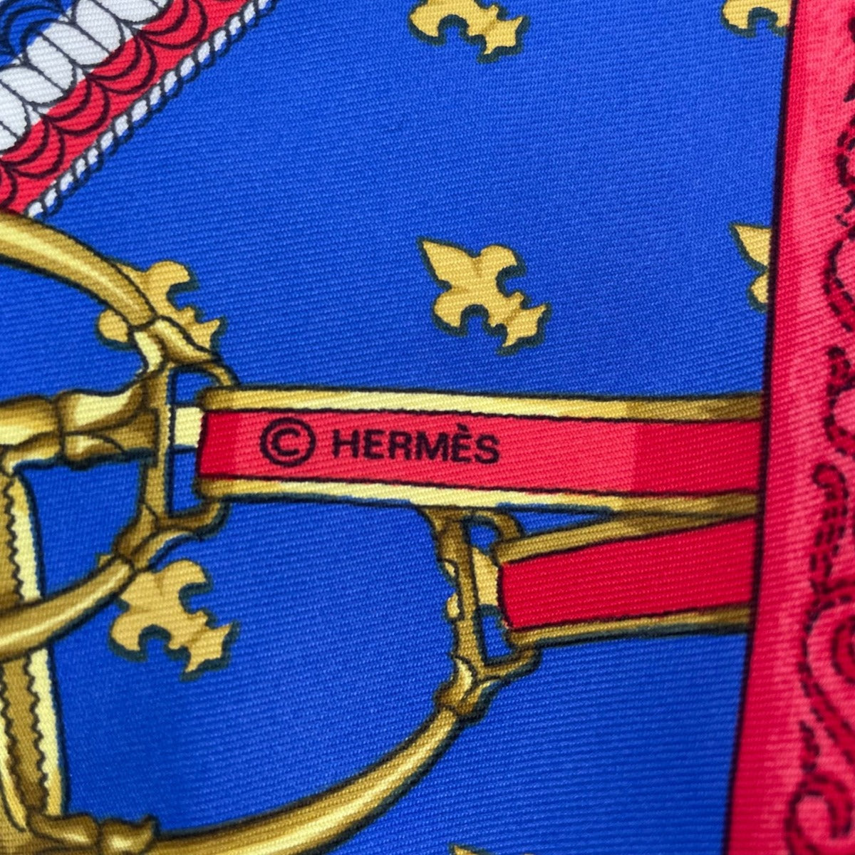 Hermes Scarf Silk Carre 90 Selles a Housse Cover Seat White Blue — view 8