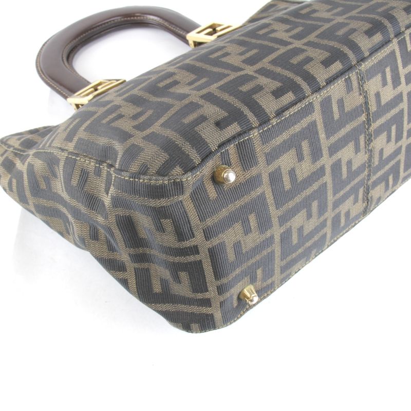 Fendi Zucca Handbag Khaki Canvas