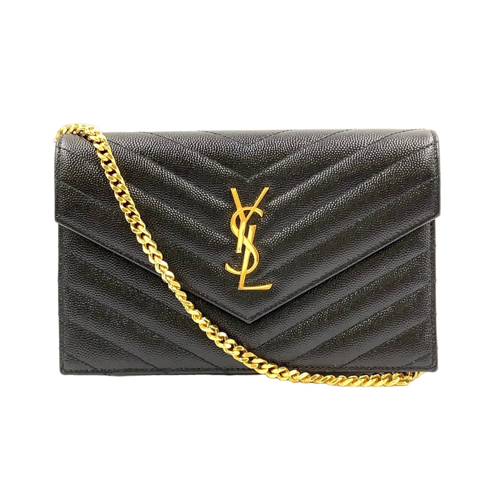 Saint Laurent Paris Cassandra Envelope Chain Wallet Leather Black Shoulder Bag