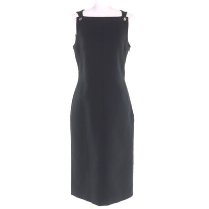 Gucci 100% Cotton GG Button Dress Black 42 with Hanger Garment Made