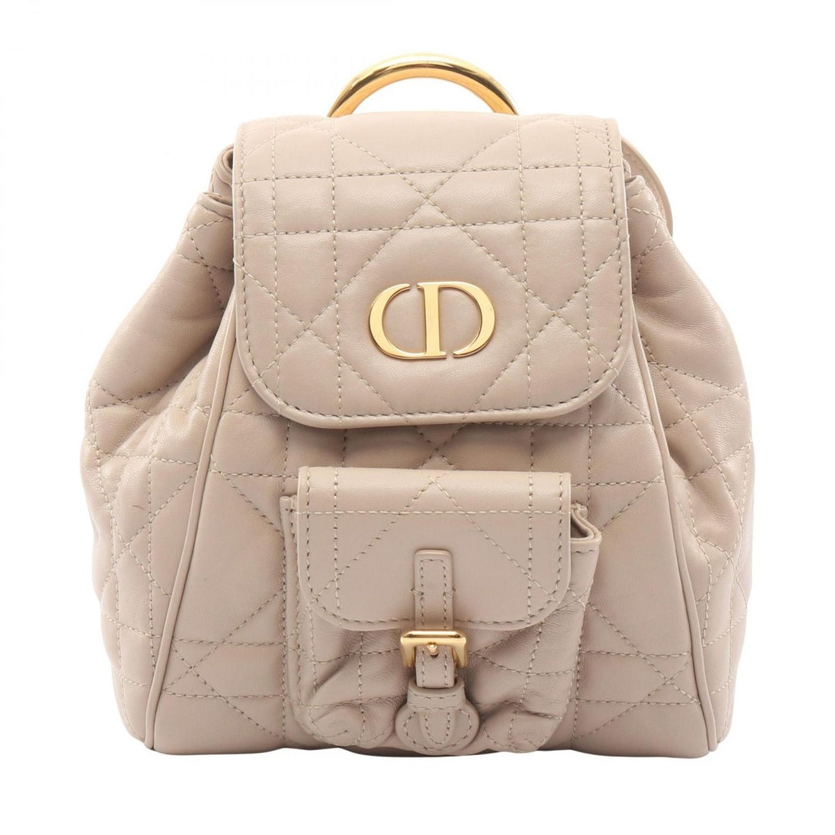 Dior Backpack Caro Small Macro Cannage Beige Leather