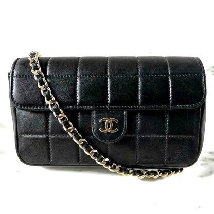 CHANEL 24K Vintage Chocolate Bar Bag Lambskin Leather Quilted Purse