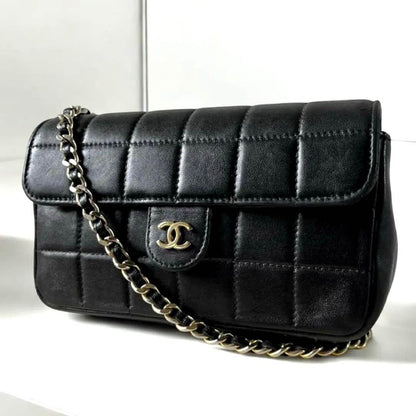 CHANEL 24K Vintage Chocolate Bar Bag Lambskin Leather Quilted Purse