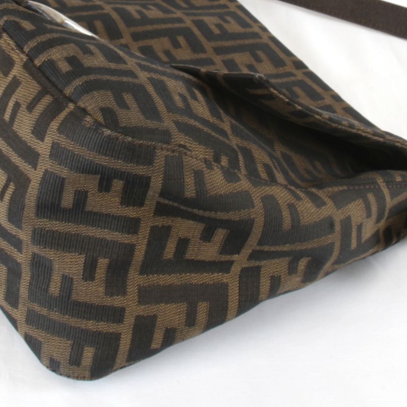 Fendi Zucca Mamma Bucket Shoulder Bag Canvas Brown
