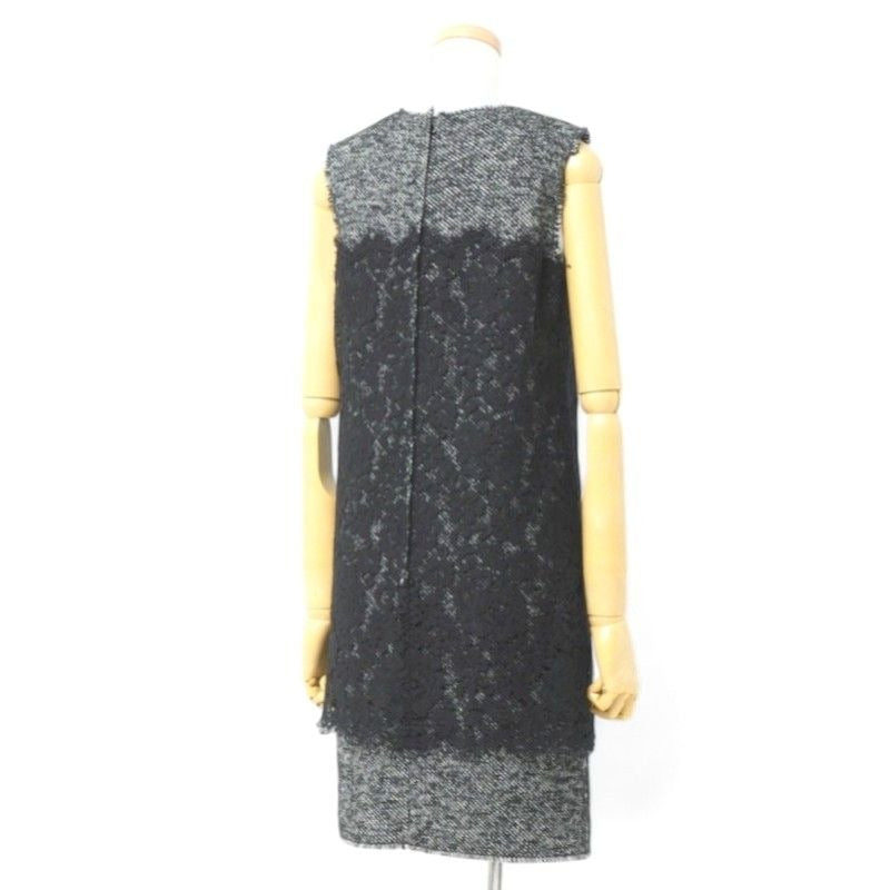 Dolce & Gabbana Dress 38 Lace Tweed Sleeveless Midi Black — view 2
