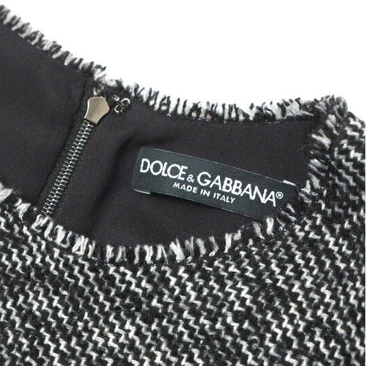 Dolce & Gabbana Dress 38 Lace Tweed Sleeveless Midi Black — view 4