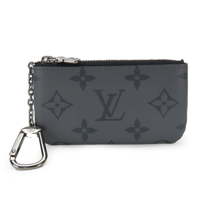 Louis Vuitton Coin Case Pochette Cles Monogram Eclipse Gray Black Silver