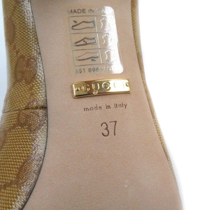 Gucci Adidas 702221 GG Crystal Logo Design Pointed Toe Leather Pumps Brown 37