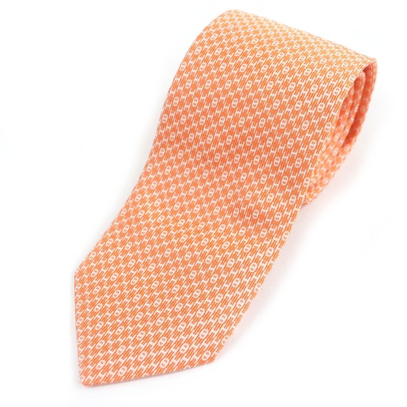 Hermes T 100% Silk H Logo Chaine D'ancre Allover Pattern Regular Tie