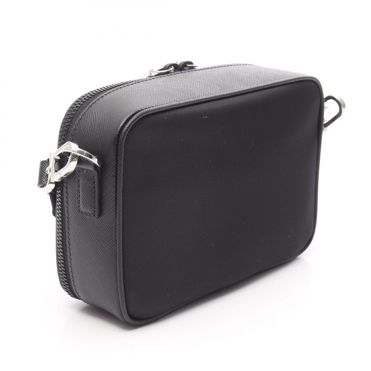 Prada Shoulder Bag Brick Black Nylon Saffiano Leather — view 2