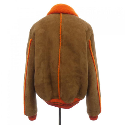 Louis Vuitton Shearling Carre Jacket Mouton Brown Orange — view 2