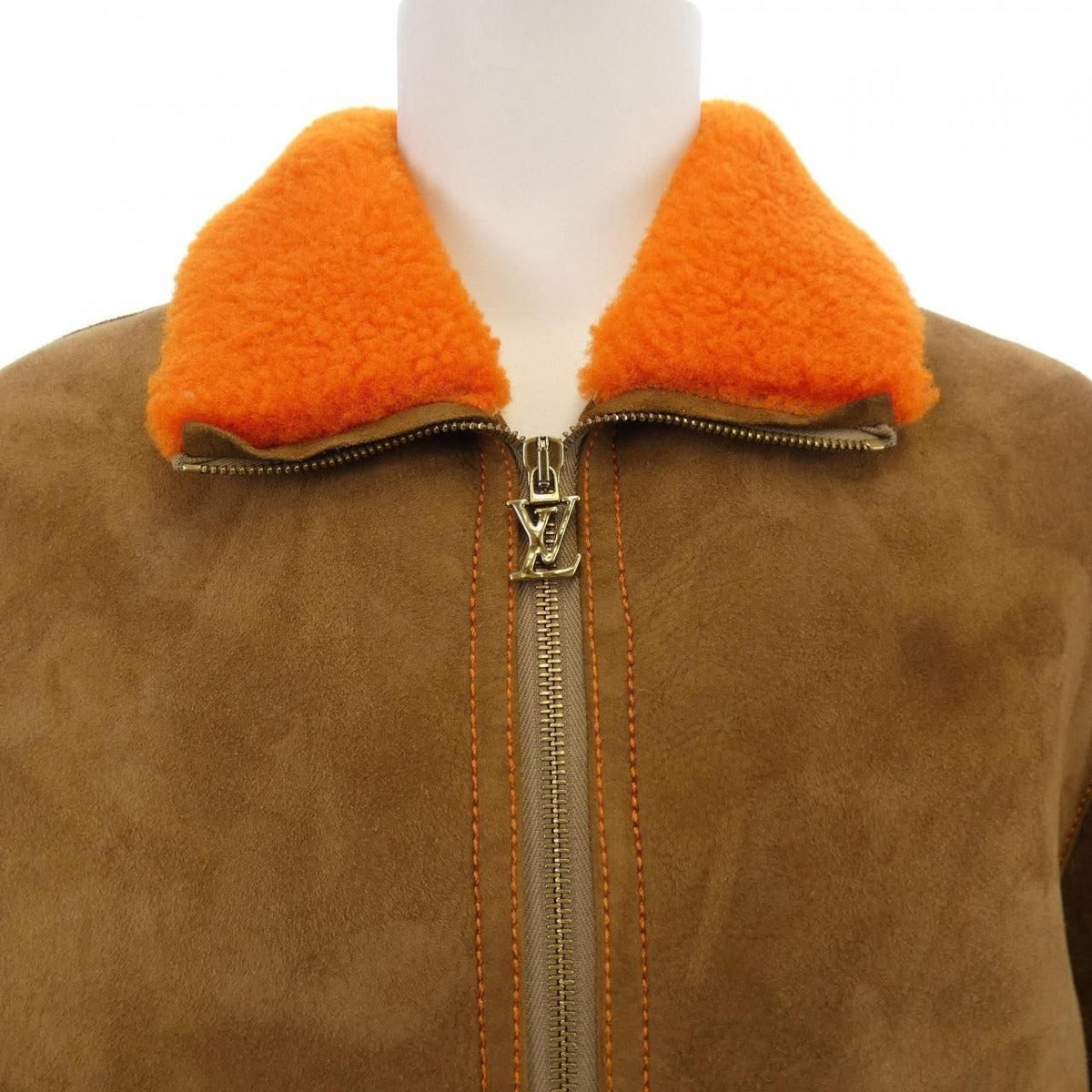 Louis Vuitton Shearling Carre Jacket Mouton Brown Orange — view 5