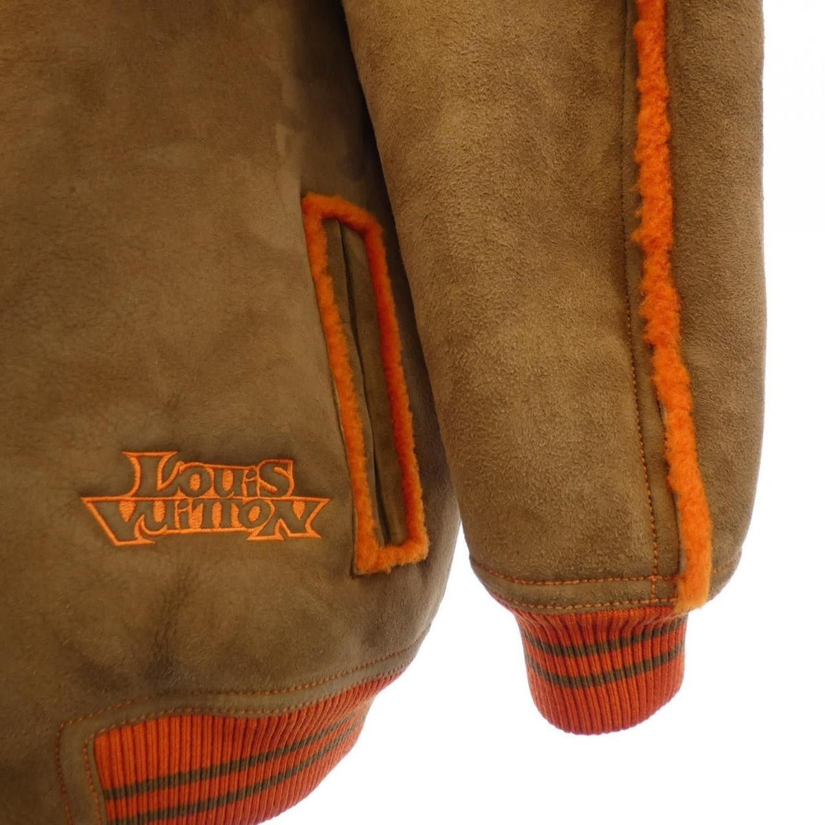 Louis Vuitton Shearling Carre Jacket Mouton Brown Orange — view 6