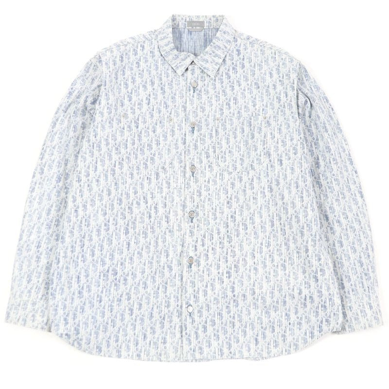 Dior Homme 013 D585 By989 100% Cotton Oblique Pattern Long Sleeve Denim Shirt