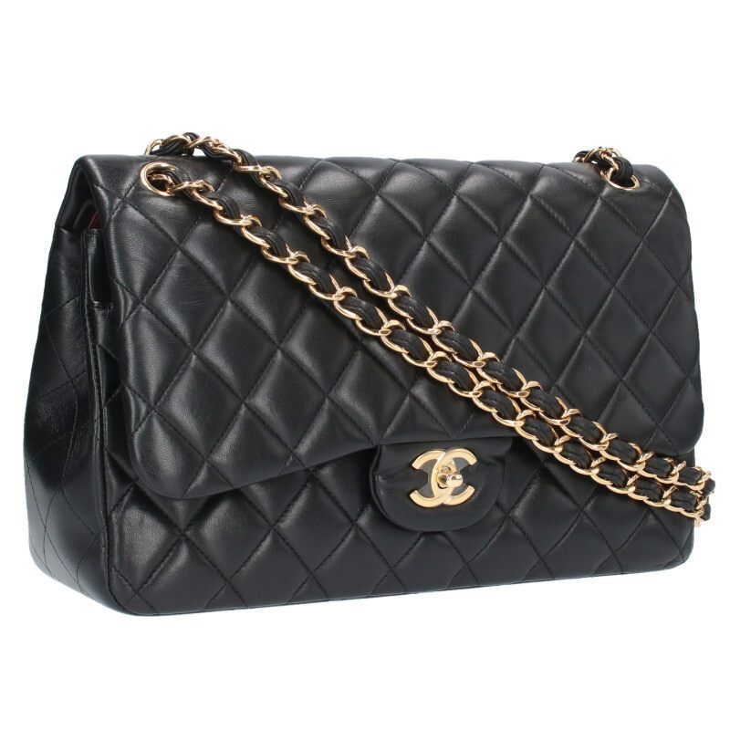 Chanel Deca Matelasse 30 Double Flap Lamb Skin Shoulder Bag Men's