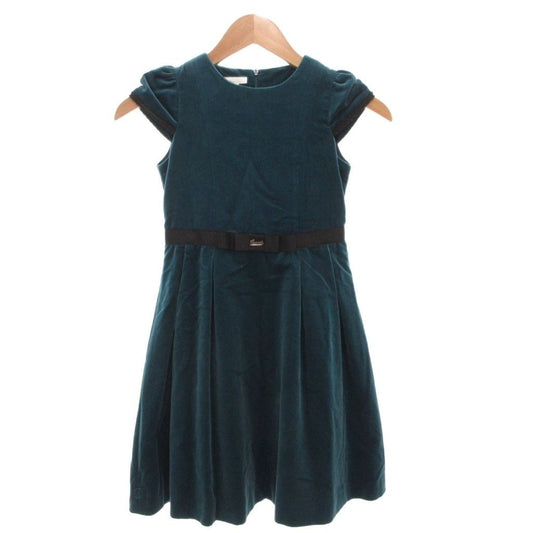 Gucci Velour Dress Logo Ribbon Green