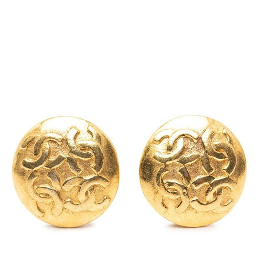Chanel CC Logo Earrings Gold Plated
