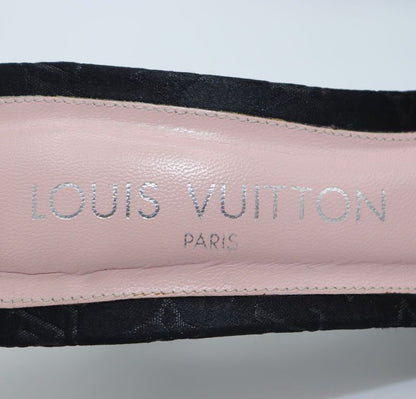 Louis Vuitton Monogram Satin Mule Sandals Women's 37 Ma1020 Black Made In Italy