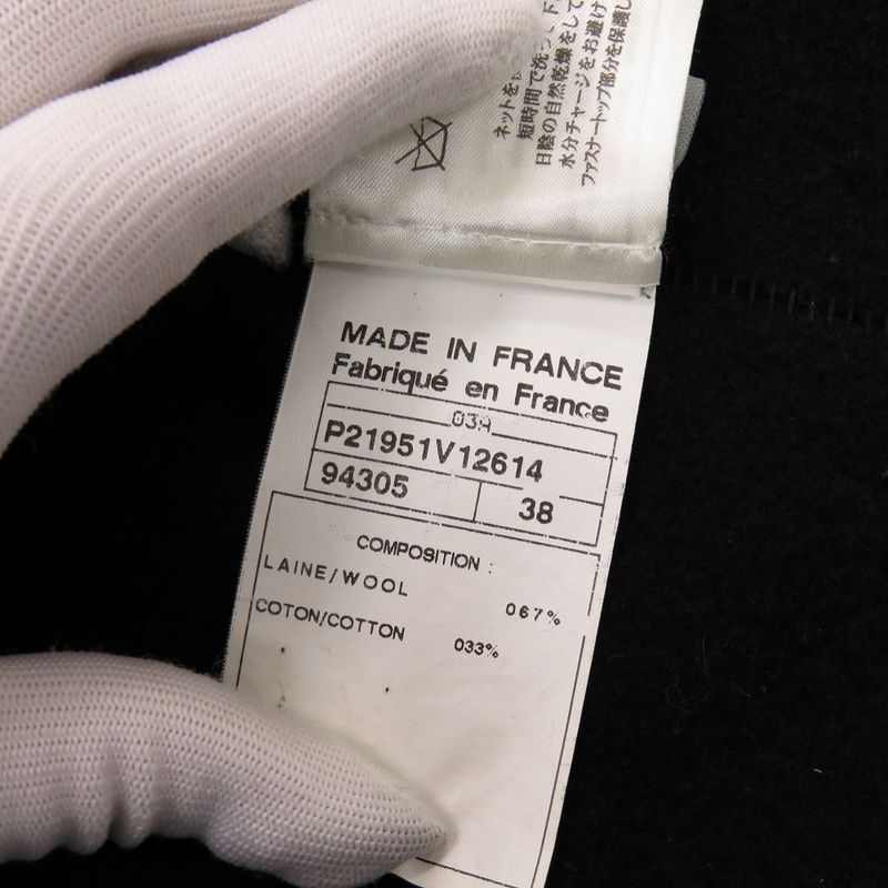 Chanel Sport Line Zip Up Coco Mark P21951 Size 38 Wool Black Hoodie Black 1017
