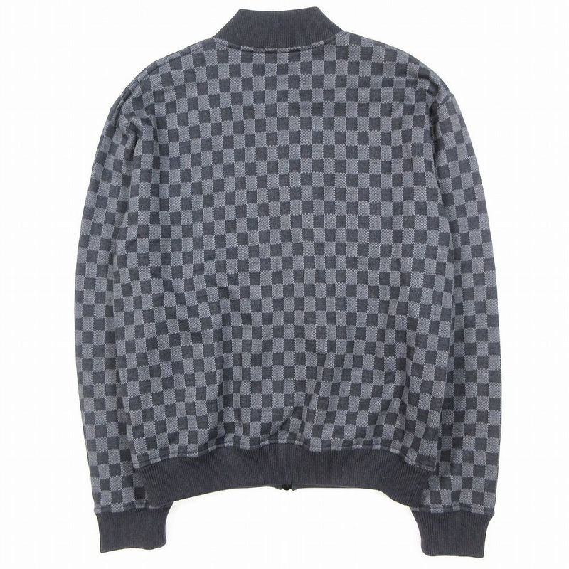 21aw Louis Vuitton Damier Jacquard Sweatshirt Bomber Jacket Blouson Zip Gray S