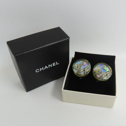 Chanel Earring Round Shape Coco Mark Camellia Heel Motif Pair 97P