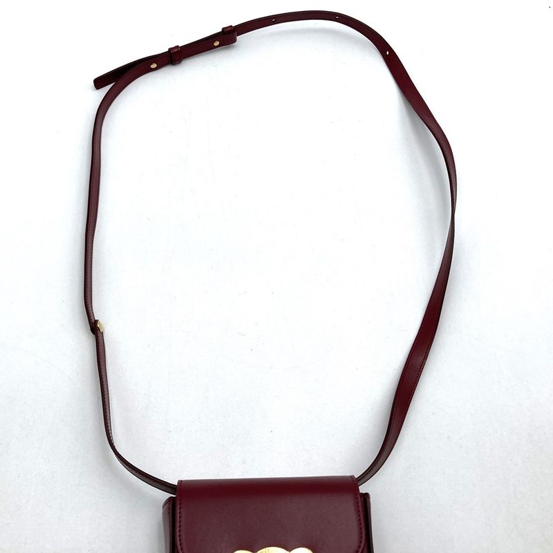 Celine Mini Claude DS 2203 Shoulder Bag Mini Shoulder Bag Leather Wine Red