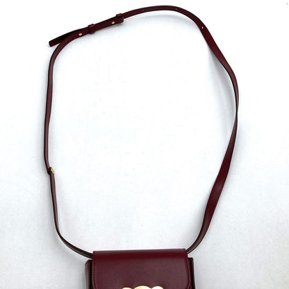 Celine Mini Claude DS 2203 Shoulder Bag Mini Shoulder Bag Leather Wine Red